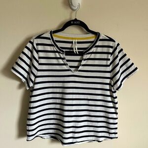Anthropologie Black and White Striped Short Sleeve Tee